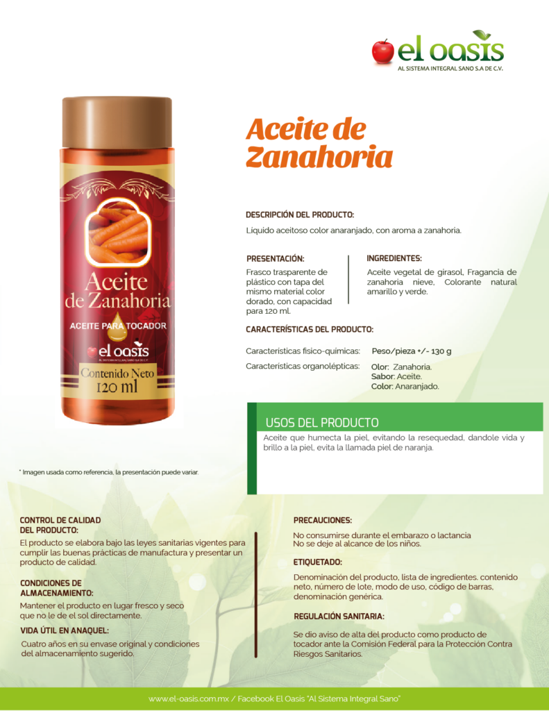 FICHA TECNICA ACEITE DE ZANAHORIA