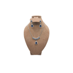 Set Zirconias Azules Gota con puntos Plata .925 bañada en Rodio - comprar en línea