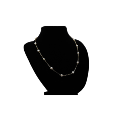 Collar Perlas naturales con Zirconias sobre Plata .925 bañada en Oro 18K