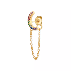 Arete Medio Círculo con Zirconias cúbicas de colores Plata .925 con baño de Oro 18K
