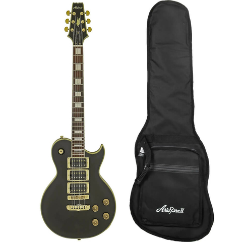 Aria Pro II PE-350PF - Guitarra Les Paul Aged Black + Bag