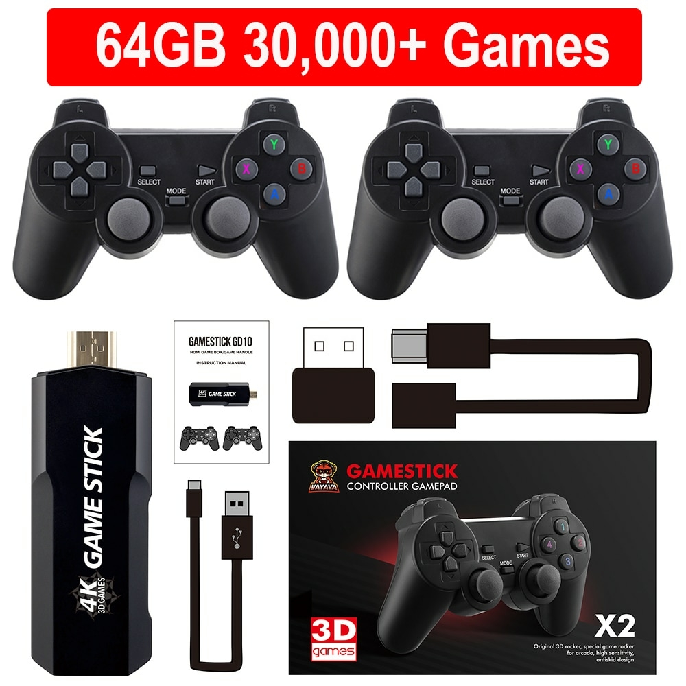 Games - Game Stick 4k Box 02 Controles sem Fio com 3500 Jogos