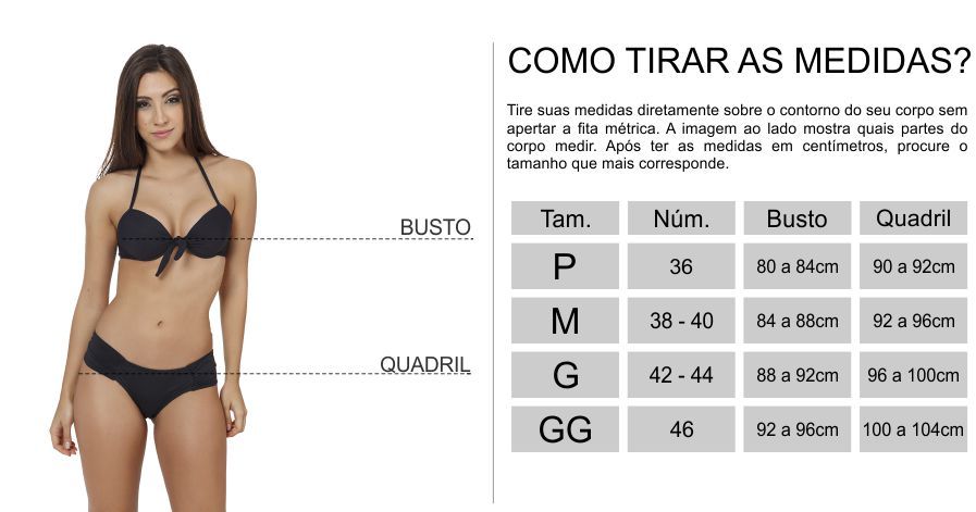 TABELA DE MEDIDAS BIQUINI