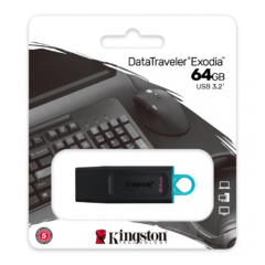 Memoria USB Kingston DataTraveler Exodia, 64GB, USB A, Negro