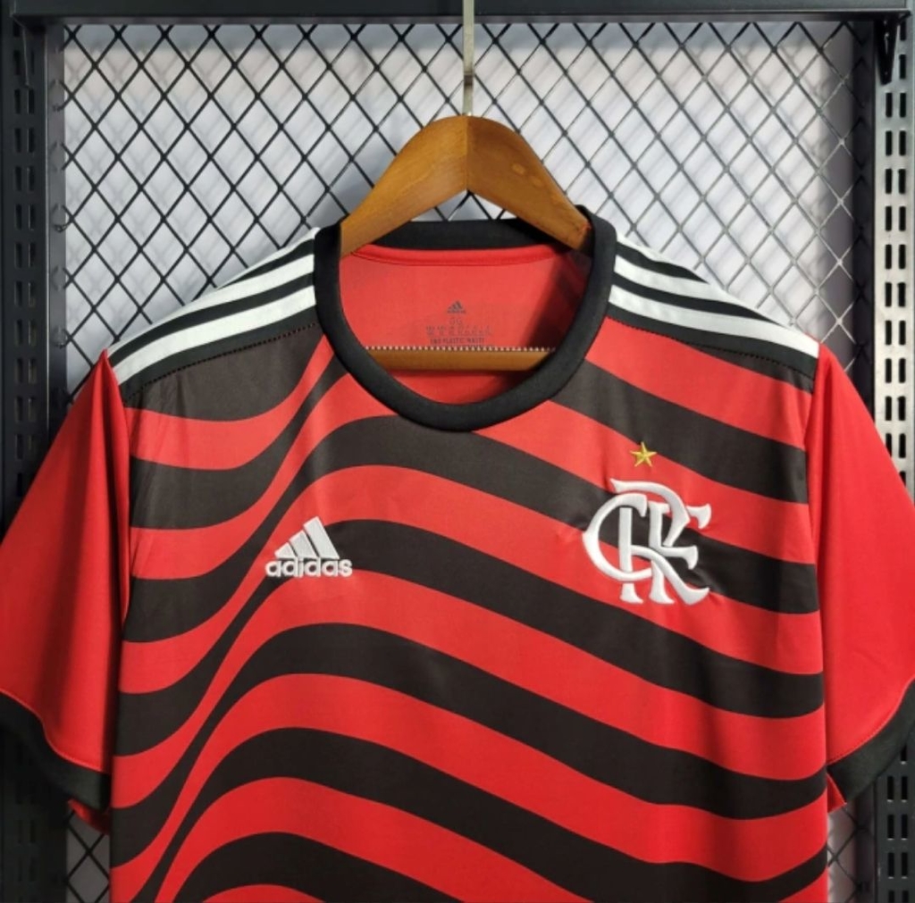 Camisa Flamengo I 22/23 Torcedor Adidas Masculina - Preto e Vermelho