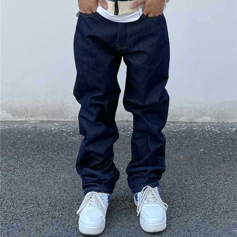 Jeans Masculino Y2K Streetwear Jeans Harajuku Hip Hop Calça Preta