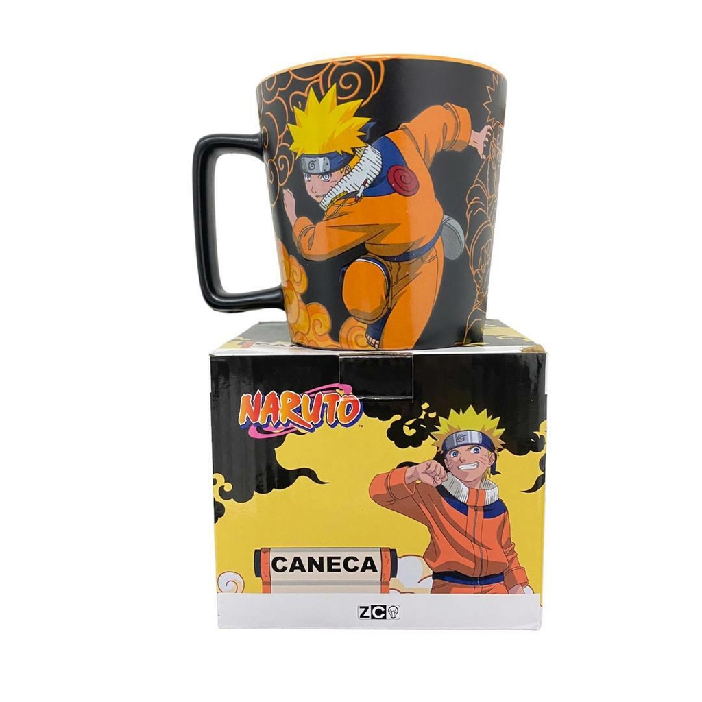 Kit Chinelo e Caneca de Plástico Rígido Naruto Uzumaki Neon