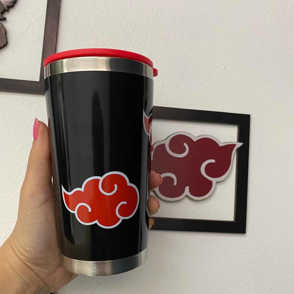 Caneca Akatsuki Com Nomes E Nuvem Vermelha Naruto