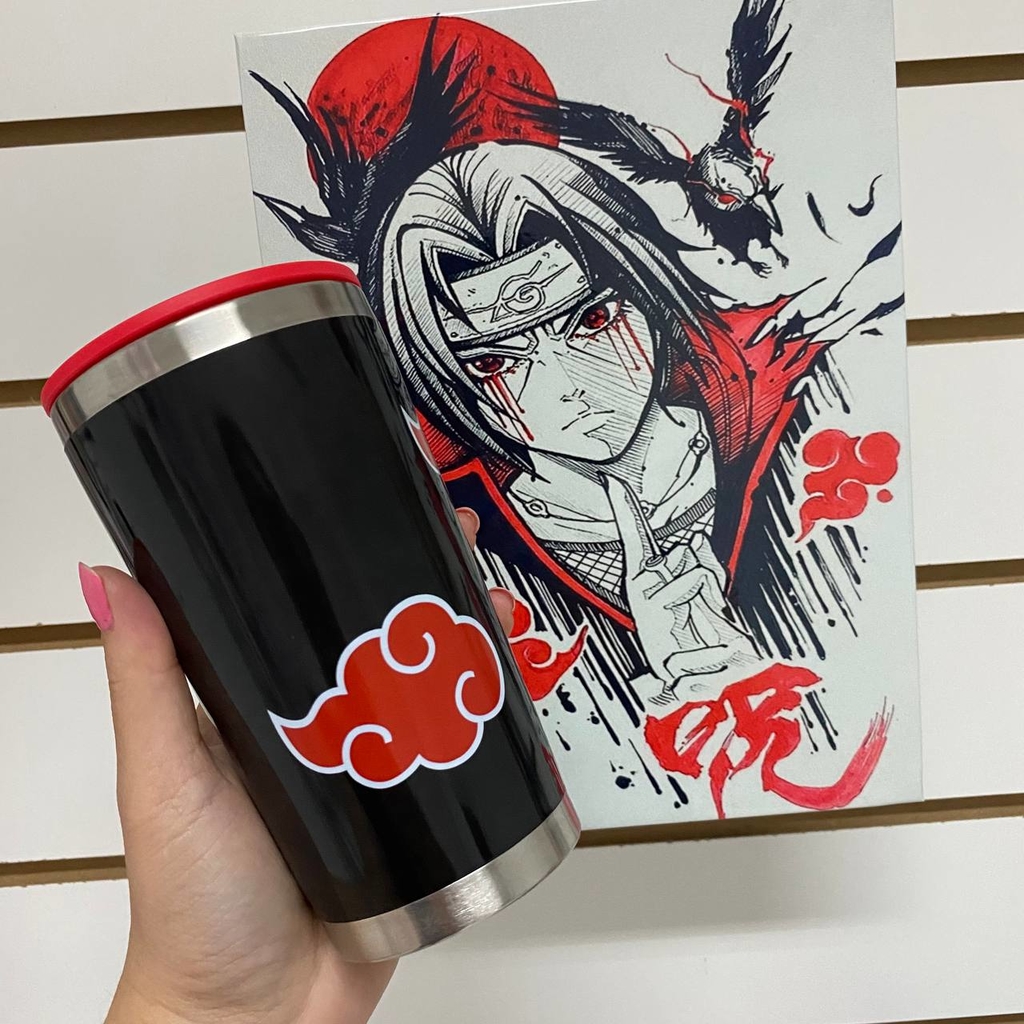 Caneca Nuvem Akatsuki Naruto Cerâmica Preta 400Ml Oficial VIZ