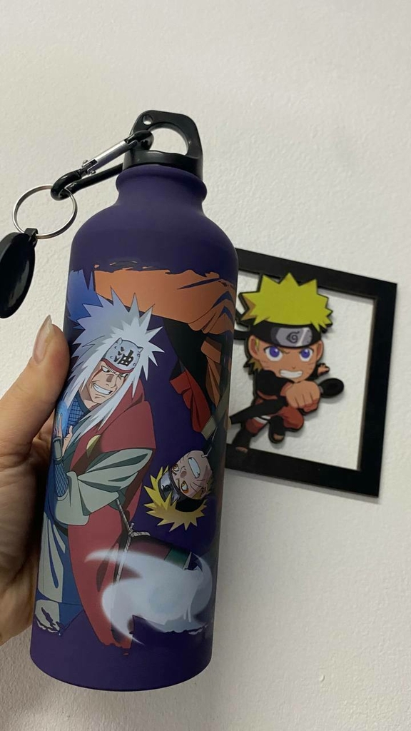 Garrafa Nuvem Akatsuki Preta Com Mosquetão Oficial Naruto