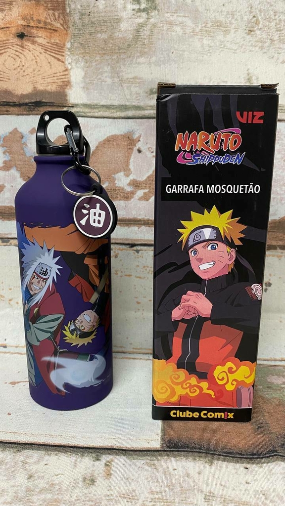 Garrafa Nuvem Akatsuki Preta Com Mosquetão Oficial Naruto