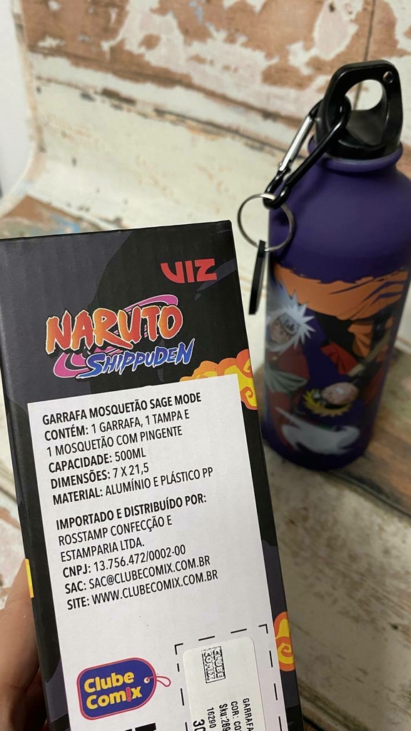 Garrafa Nuvem Akatsuki Preta Com Mosquetão Oficial Naruto