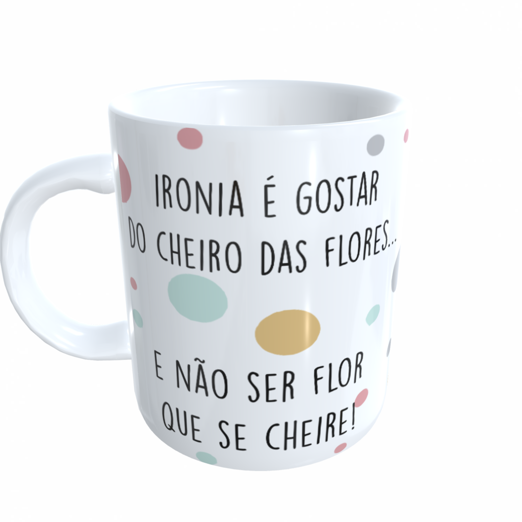 Caneca Flork Memes Engraçados - Ironia É Gostar Do Cheiro