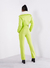 Calça Reta Linho Com Recortes Verde OPEN - comprar online