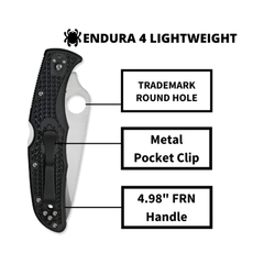 Spyderco Navaja, Taschenmesser Endura 4, C10psbk - Armeria Yiyo