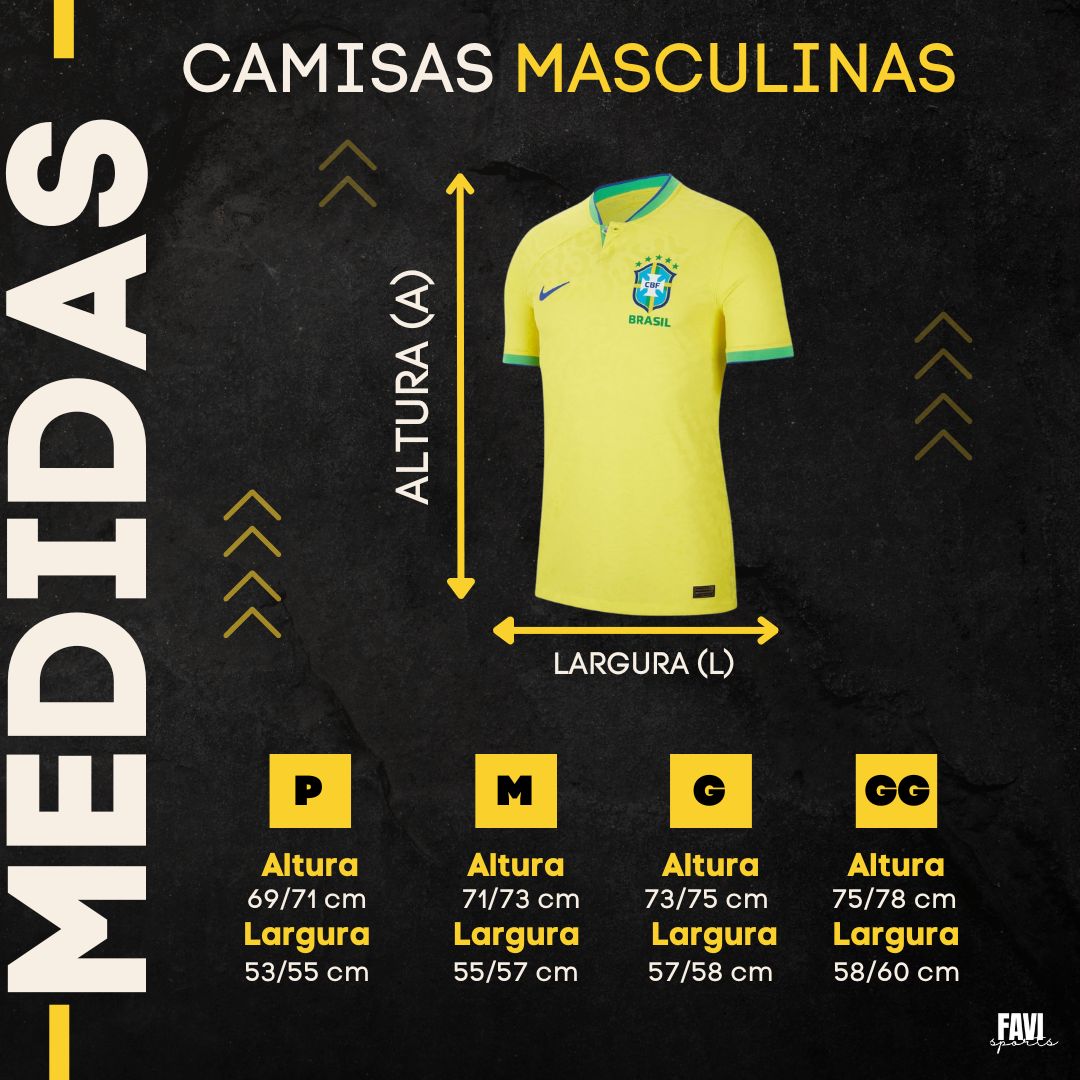 Fundo preta e tabela com os números correspondentes as medidas das camisas de time masculinas