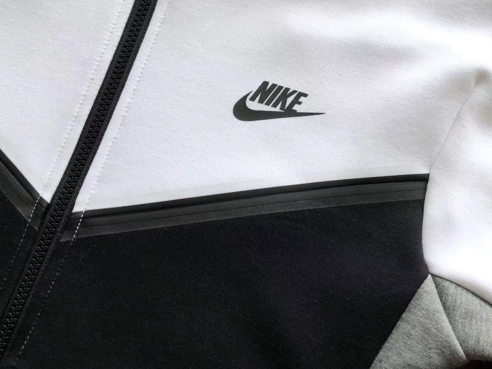 KIT/CONJUNTO - Nike Sportswear Tech Fleece Hoodie & Joggers Set - White/Black/Carbon Heather/Black - Image 5