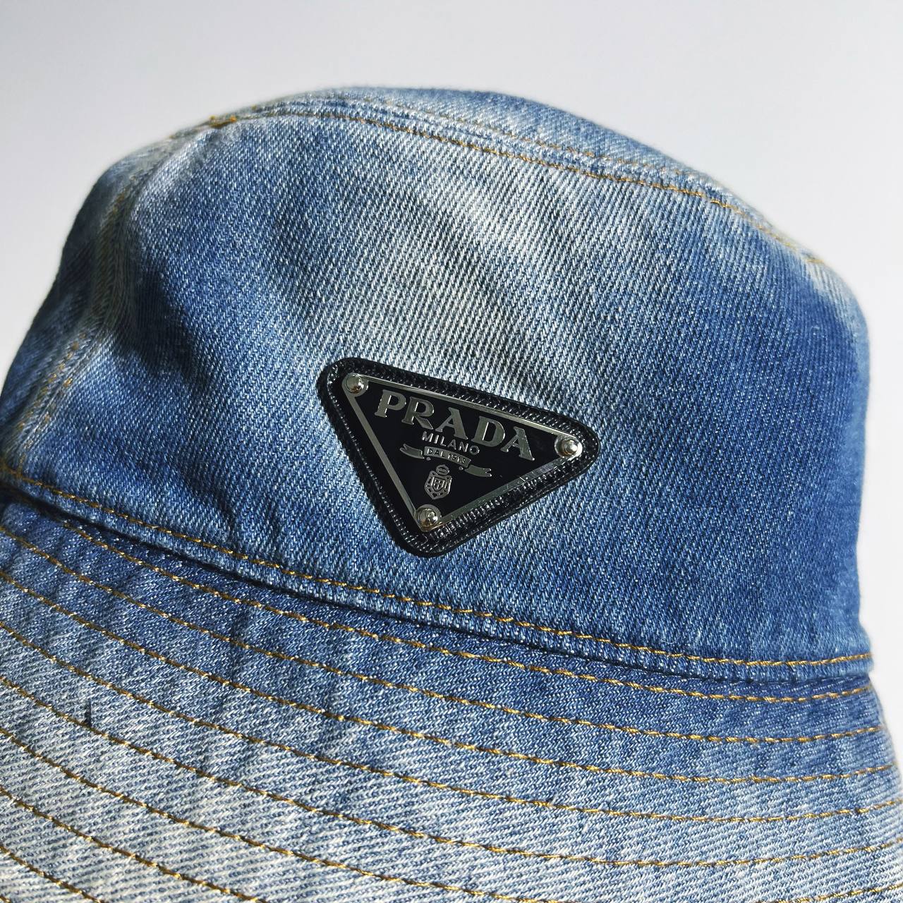 Prada Denim Bucket Hat in Blue