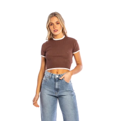 TOP RUSTY CHARIS CROP CONTRAST KNIT TOP
