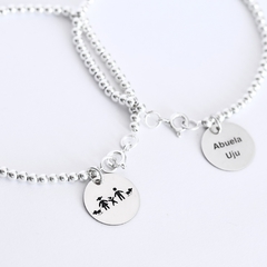 Pulsera de bolitas con disco personalizado
