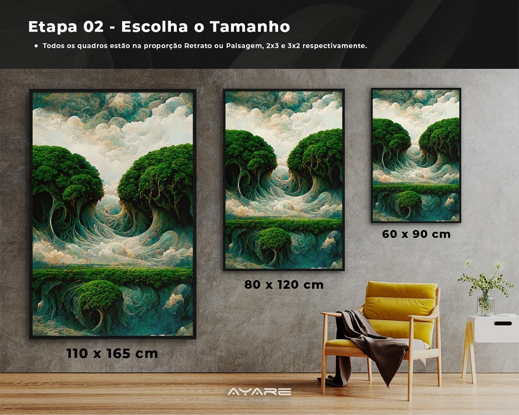 Quadro Xilogravura Cactos L1 - Comprar em Empório Arte