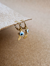 Brinco Feminino Argolinha Duplo Olho Grego com Concha Folheado a Ouro 18K