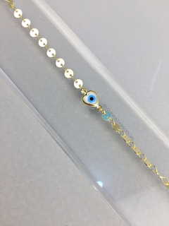 Pulseira Feminina Coração Olho Grego Folheada a Ouro 18K - comprar online