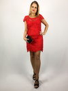 Vestido Tubinho Vermelho Renda