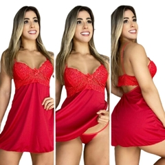 1 Camisola Sexy Luxo Acompanha Calcinha Fio Dental - comprar online