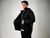Campera azul inflada con capucha