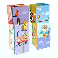 Torre Cubos Apilables Tela Animales - Transportes - 3 Piezas - comprar online