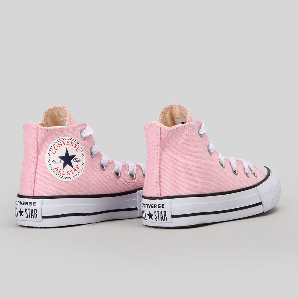 Tênis All Star Infantil Cano Alto Rosa Bebê Poá Branco Cadarço Rosa  Queimado - Pés Coloridos | Tênis pintados à mão.