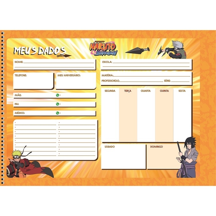 caderno desenho Naruto capa dura