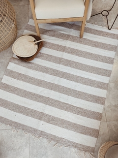 Alfombra telar Lana 120x160 ECO Rayas beige en internet