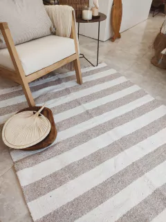 Alfombra telar Lana 120x160 ECO Rayas beige