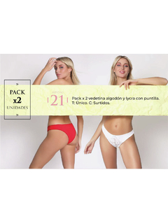 AI021-Pack x2 vedetina algodón y lycra con puntilla