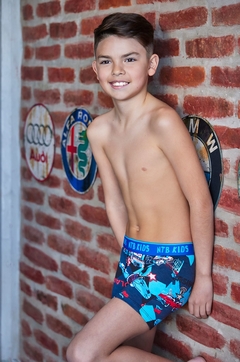 NA147-Bóxer juvenil de algodón y lycra estampado con elástico personalizado