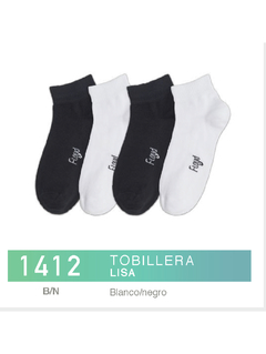FL1412BN-Tobillera Lisa . Blanco-negro