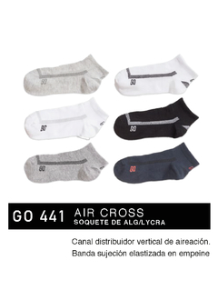 FLGO441-AIR CROSS: Soquete de alg-lycra - canal distribuidor vertical de aireación. Banda sujeción elastizada en empeine
