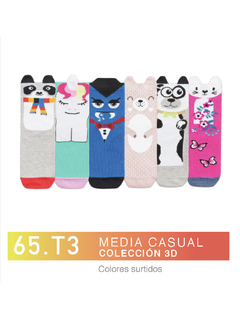 FL65T3-Media casual COLECCIÓN 3D. Colores surtidos niños-as