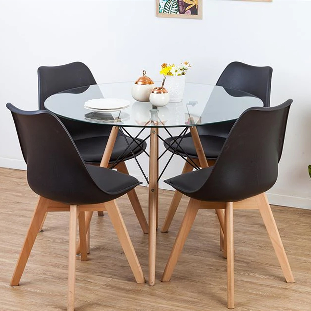 Mesa Eames Vidrio Redonda Diacorb Oficinas Y Deco