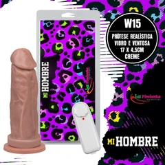 Prótese Realística Vibro 17,0 x 4,5cm Creme - La Pimienta