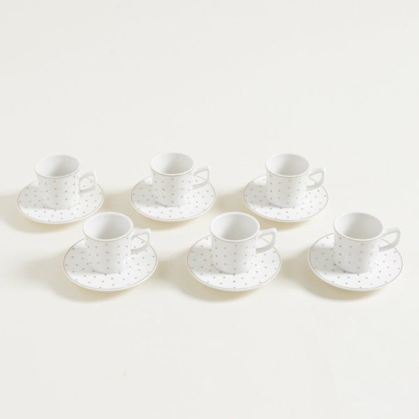 SET X 6 TAZAS DE CAFE DE PORCELANA CON PLATO