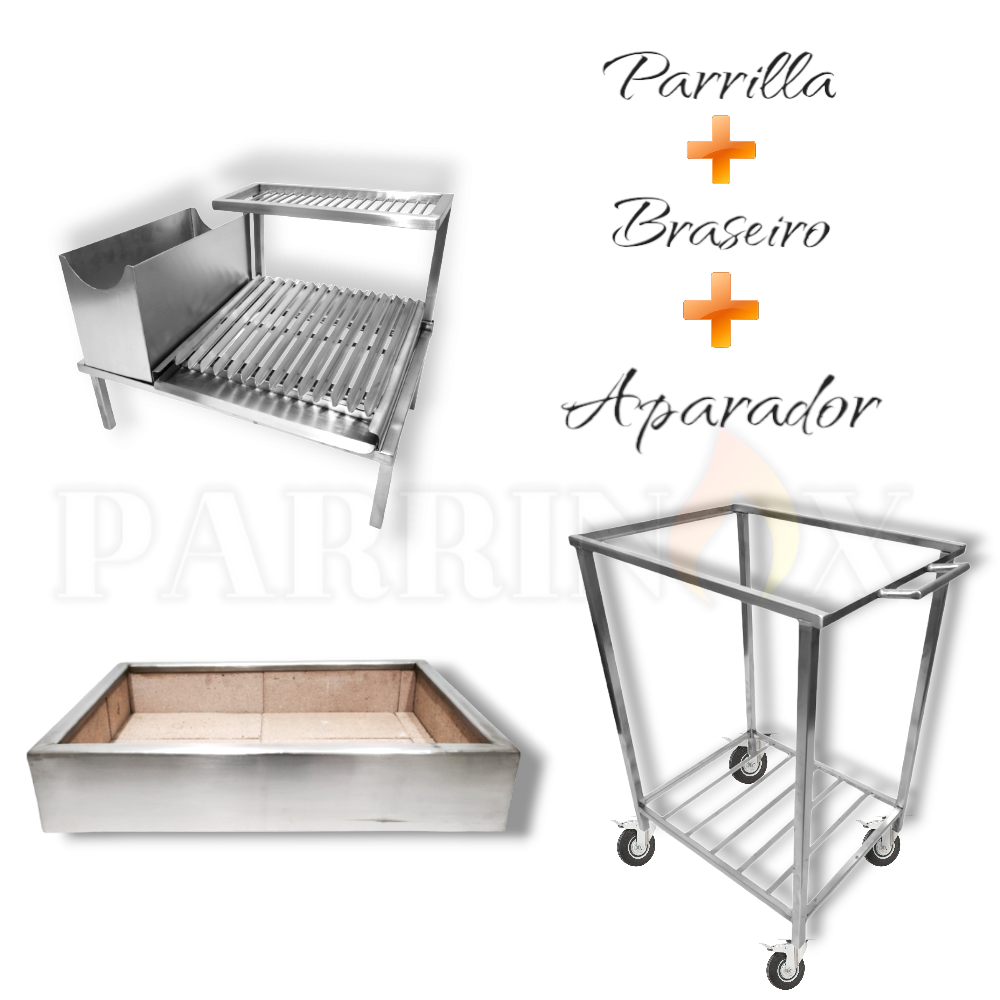 Churrasqueira Parrilla com Aparador e Braseiro Porto Alegre Inox 304