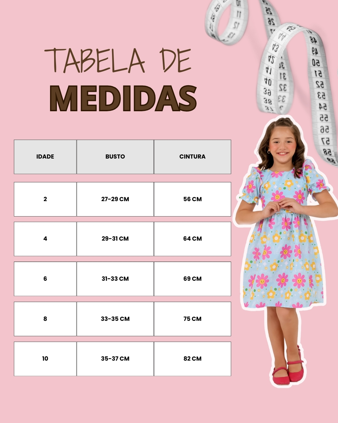 Tabela de medidas - Vestidos