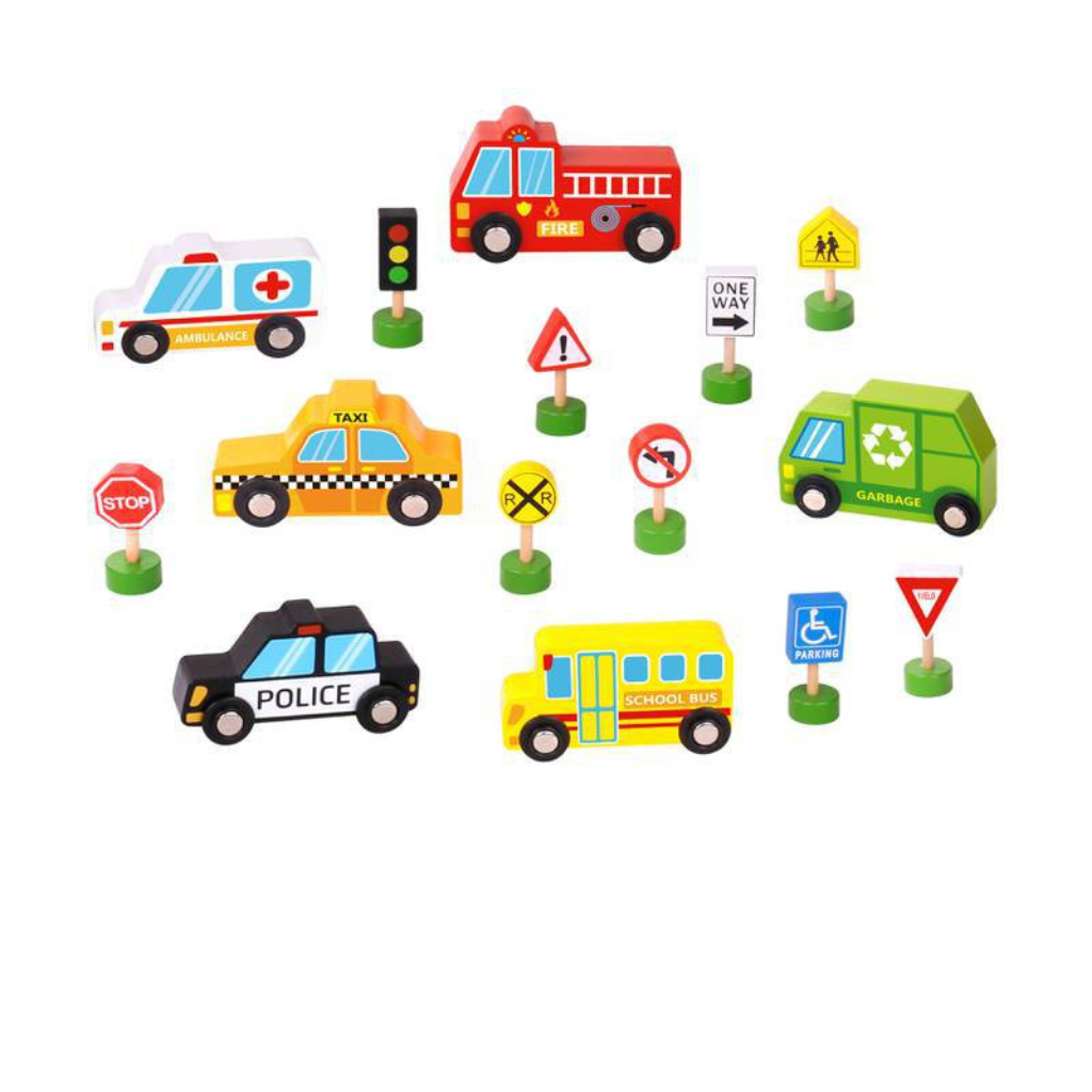 Pista De Carrinho Placas De Trânsito Infantil Madeira Babebi