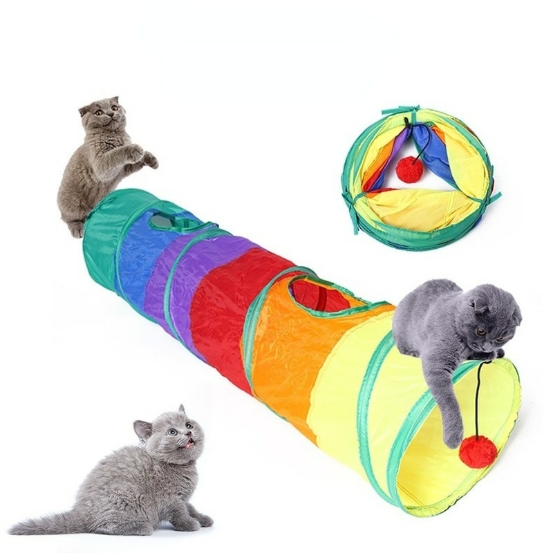 Túnel do jogo do gato,estimação dobrável para gatos - Brinquedo interativo  3 vias para estimular a gatos/gatinhos 