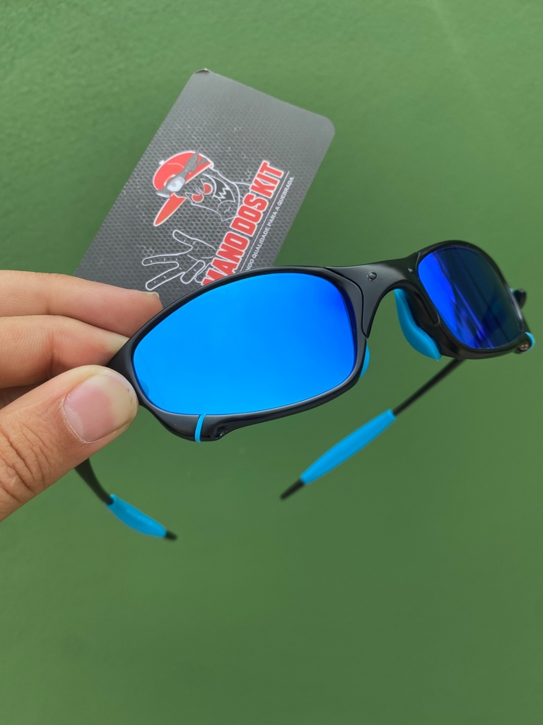 Óculos Sol Juliet X Metal Lente Azul Esverdeado - Kit Preto