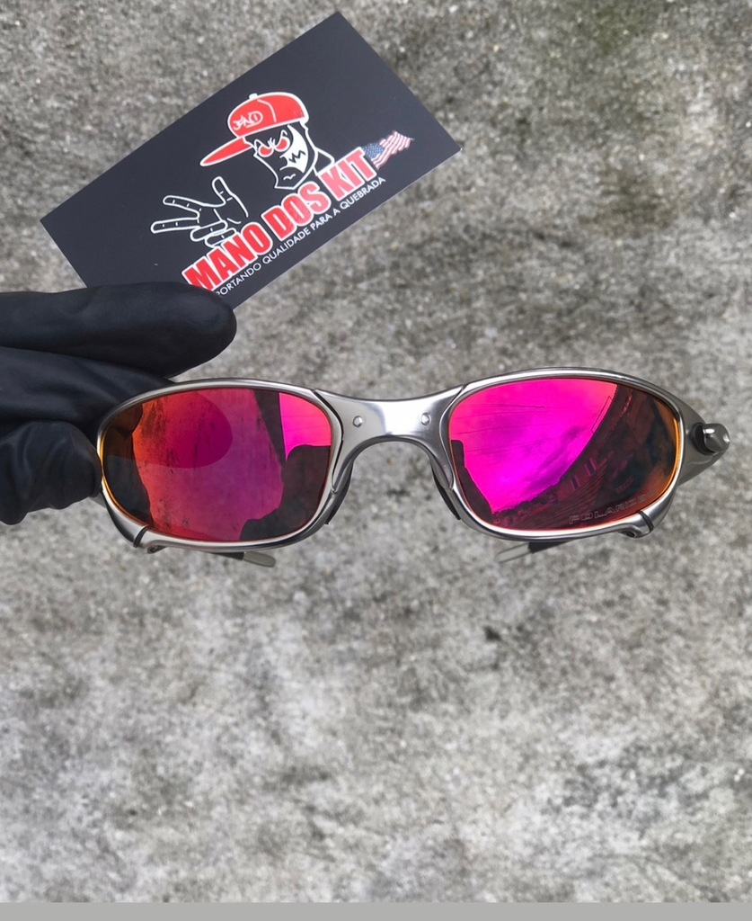Óculos de Sol Juliet X-Metal Lentes Rosas Pink Polarizadas, 24k, tio