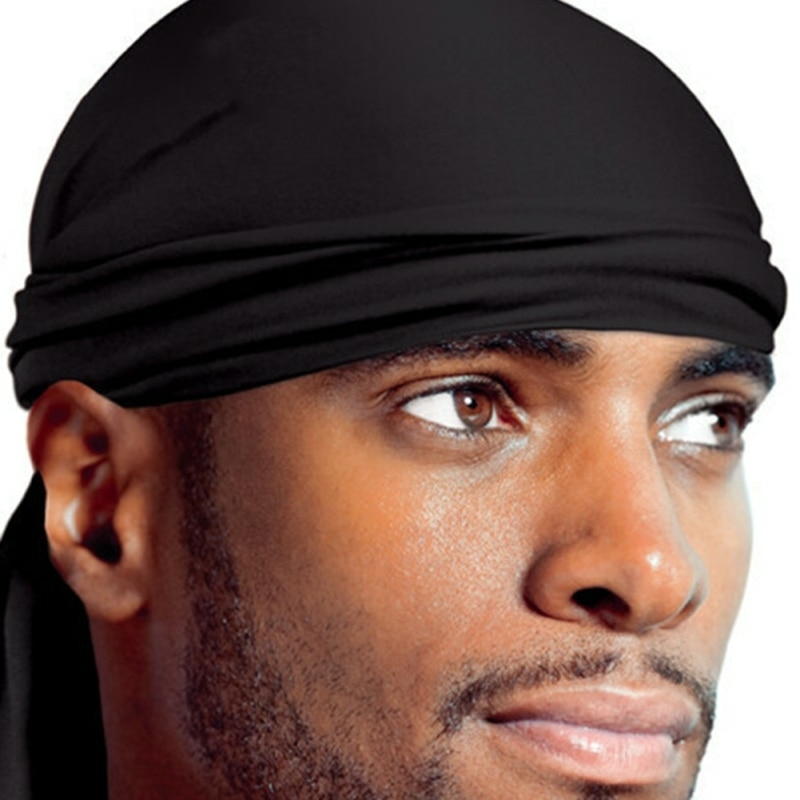 Cetim durag turbante chapéu perucas durag motociclista headwrap chapéu  pirata boné para homens acessórios de cabelo longa cauda correias bandanas  1pcs